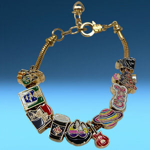 Add A Charm Bracelet Taylor Swift -Travel -Coffee -Guitar- Enamel Gold Tone